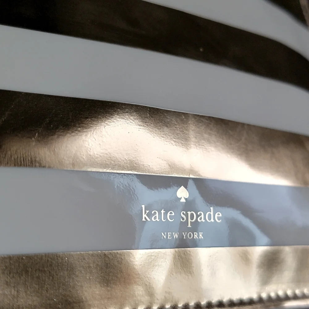 Kate Spade Gold Metallic Striped PVC Cosmetic Makeup Pouch